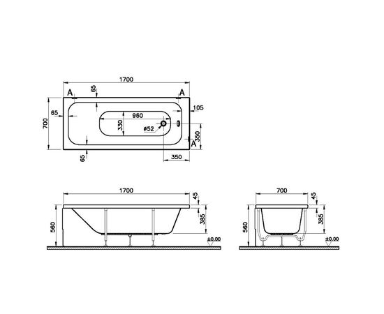 Ванна акриловая vitra optimum neo 170x70 64530001000 в Астане фото № 2