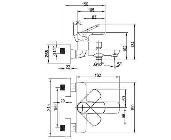 смеситель для ванны villeroy boch o.novo tvt10400100061 в Астане фото № 2