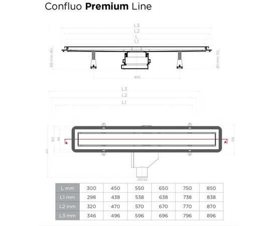 Душевой лоток pestan confluo premium 13000292 550 черный хром в Астане фото № 3