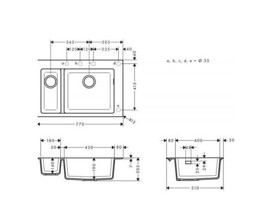 Кухонная мойка hansgrohe s510-f635 43315290 искусственный камень в Астане фото № 2