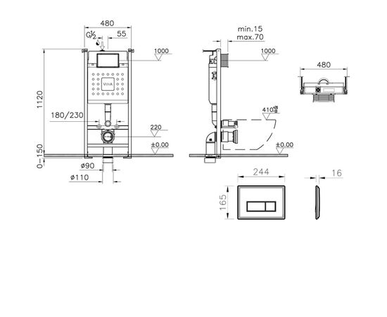 Инсталляция 3в1 v-fix сore 732-5800-01 740-1380 elegance хром в Астане фото № 3
