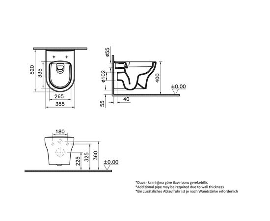 унитаз подвесной vitra zentrum round 7786b003-0075 белый глянец в Астане фото № 3
