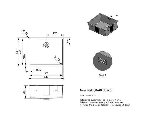 Кухонная мойка reginox new york r27646 50x40 comfort в Астане фото № 3