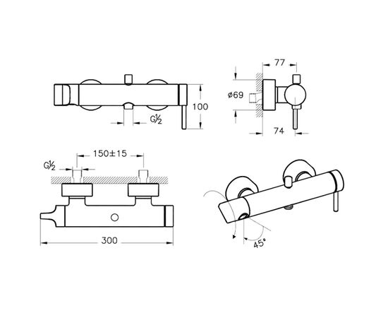 смеситель для душа vitra origin a4261936 черный матовый в Астане фото № 3