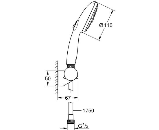 ручной душ grohe tempesta 110 27601003, 3 режима струи, хром в Астане фото № 2