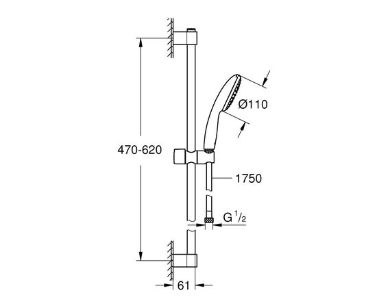 Душевой гарнитур grohe tempesta 110 27924003, 600, хром в Астане фото № 3