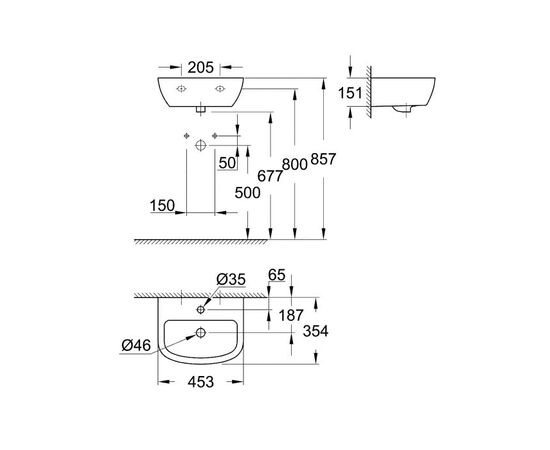Мини-раковина grohe bau ceramic 39424000, настенная 45 см, без крепежей в Астане фото № 3