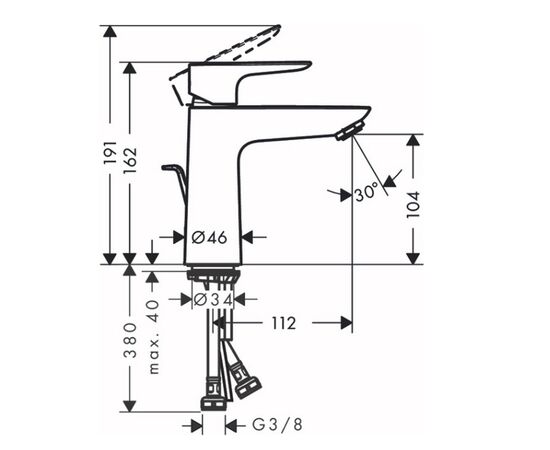 смеситель для раковины hansgrohe talis e 71710340, черный хром в Астане фото № 2