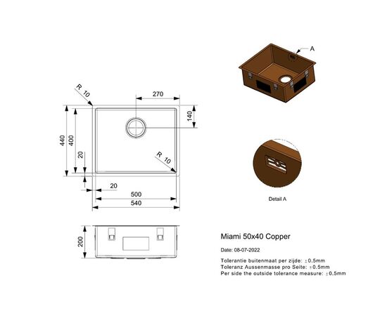Кухонная мойка reginox miami r30738 50x40, copper в Астане фото № 3