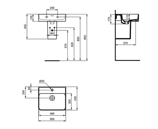 раковина накладная ideal standard t296601 strada 50x40 в Астане фото № 5
