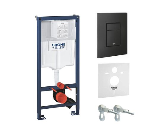 Инсталляция для подвесного унитаза 5в1 grohe rapid sl 1000046 с шумоизоляцией, панель смыва черная в Астане фото № 1