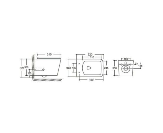 унитаз с инсталляцией 5в1 hans 2303hs h5108-0203, черная прямоугольная клавиша в Астане фото № 2