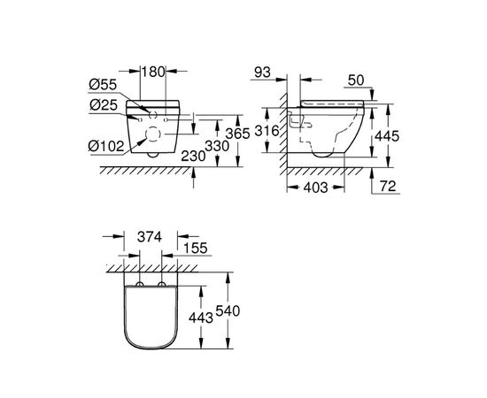 унитаз подвесной grohe euro ceramic 39703000, сиденье с микролифтом в Астане фото № 4