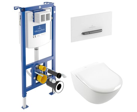 унитаз с инсталляцией 5в1 villeroy&boch subway 3.0 4670t001 viconnect 92242700 92216168 9m78s101, белая-хром в Астане фото № 1