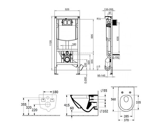 унитаз с инсталляцией 5в1 villeroy&boch subway 3.0 4670ts01 viconnect 92242700 92218061, хром в Астане фото № 6
