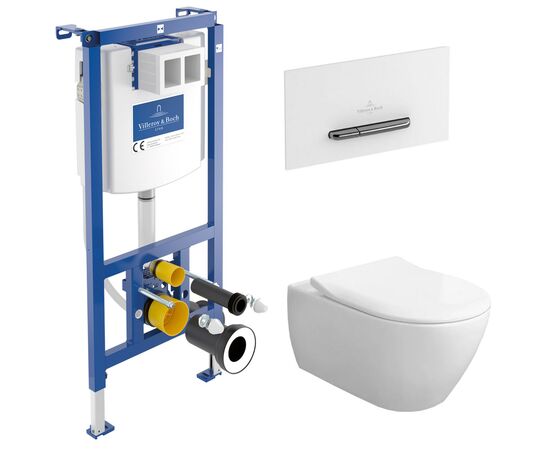 унитаз с инсталляцией 5в1 villeroy&boch subway 2.0 5614r201 viconnect 92242700 92216168, белая-хром в Астане фото № 1