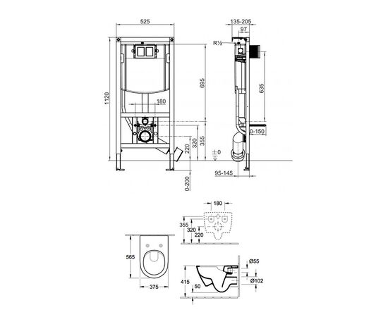 унитаз с инсталляцией 5в1 villeroy&boch subway 2.0 5614r201 viconnect 92242700 92216168, белая-хром в Астане фото № 3