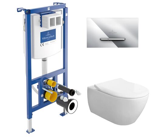 унитаз с инсталляцией 5в1 villeroy&boch subway 2.0 5614r201 viconnect 92242700 92218061, хром в Астане фото № 1