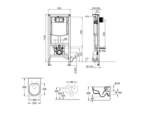 унитаз с инсталляцией 5в1 villeroy&boch avento 5656rs01 viconnect 92242700 92218061, хром в Астане фото № 5
