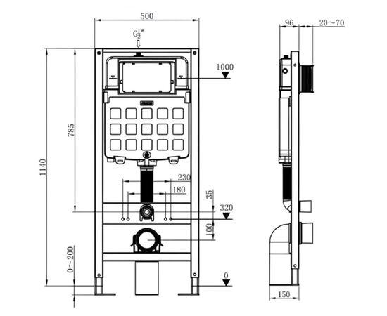 унитаз с инсталляцией 5в1 hans m5504d h5108-0201, прямоугольная хром клавиша в Астане фото № 2