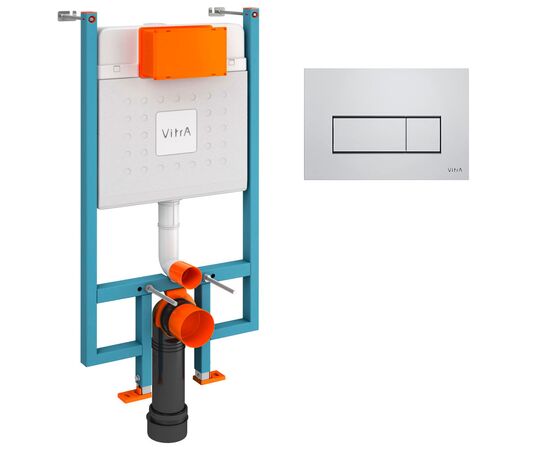 унитаз с инсталляцией 5в1 vitra integra 7040b003-0075 безободковый, v-fix core 800-1875, клавиша хром root s 740-2380 в Астане фото № 3