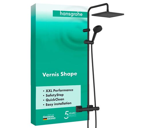 Душевая система hansgrohe vernis shape 26427670 240 черная матовая с термостатом в Астане фото № 1