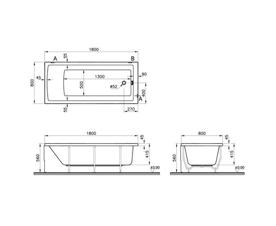Ванна акриловая vitra neon 180 x 80 см, 55840001000, белая в Астане фото № 4