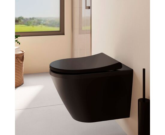 унитаз с инсталляцией 5в1 vitra integra 7041b083-0075 безободковый черный, v-fix core 800-1874, черная клавиша root r 740-2211 в Астане фото № 3