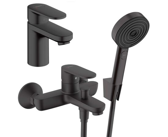 Набор смесителей hansgrohe 3в1 vernis blend 71440670 71551670 с лейкой pulsify select s, черный матовый в Астане фото № 1