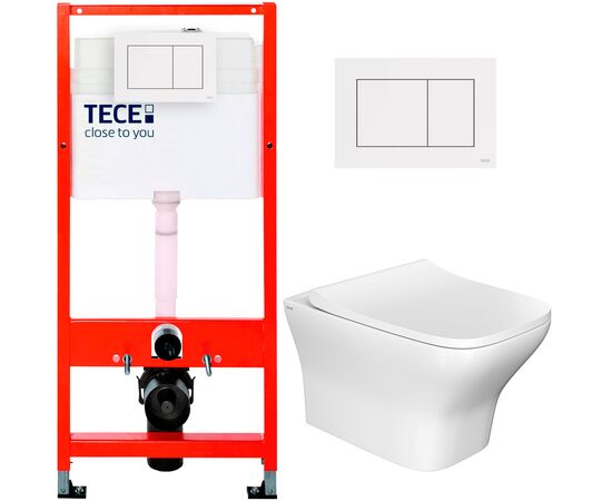 унитаз с инсталляцией 5в1 tece 9400407 vitra zentrum s 7484b003-0075 безободковый, белая клавиша now 9240400 в Астане фото № 1