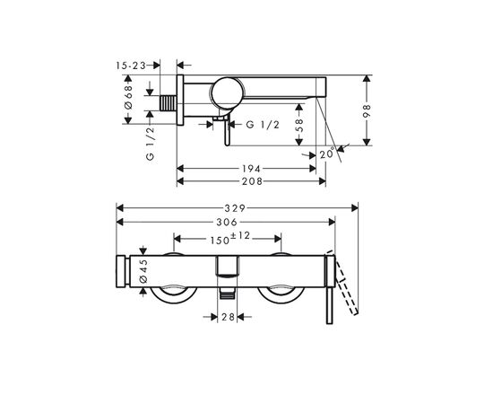 смеситель для ванны hansgrohe finoris 76420340, матовый черный брашированный хром в Астане фото № 2