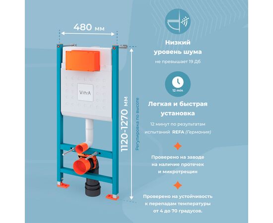 Инсталляция для унитаза 3в1 vitra v-fix core 800-1874 с клавишей root r 740-2211 в Астане фото № 3