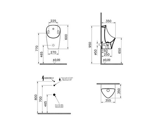 Писсуар подвесной vitra m50 8305b003-5633 сенсорный, скрытый подвод воды в Астане фото № 5
