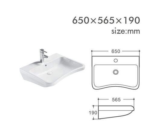 раковина подвесная hans hs-001 65x56,6см, специального назначения, белая в Астане фото № 2