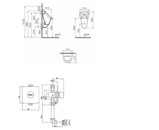 Писсуар vitra arkitekt 6201b003-0199 + e.c.a.102111147ex  в Астане фото № 2