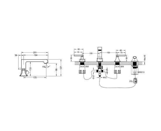 смеситель villeroy & boch classic tvt10100100061 на борт ванны в Астане фото № 2