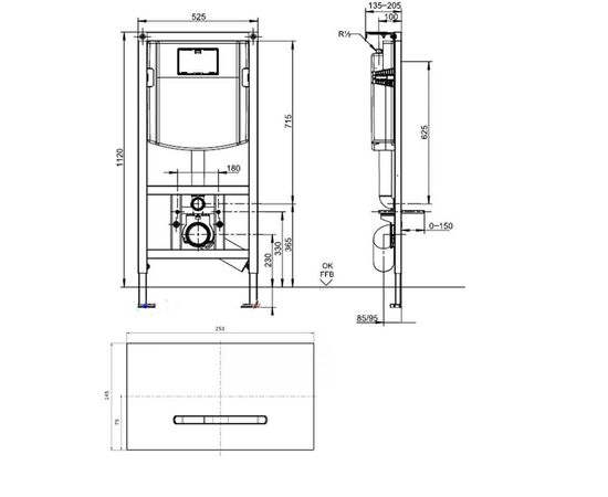 Инсталляция 3в1 villeroy & boch viconnect 9224 61 00 с кнопкой смыва 92216168 в Астане фото № 2