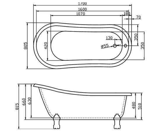Ванна акриловая belbagno 170x80 bb04-1700 в Астане фото № 2
