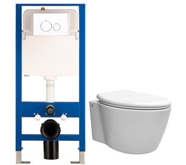 унитаз с инсталляцией 5в1 hans 5510 h5108-0107, круглая белая клавиша в Атырау фото № 1