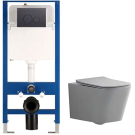 унитаз с инсталляцией 5в1 hans m5505d h5108-0103, круглая черная клавиша в Атырау фото № 1