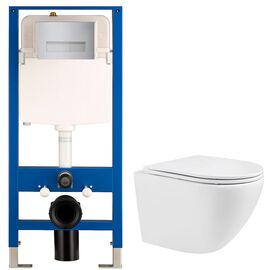 унитаз с инсталляцией 5в1 hans hs-046tq2 h5108-0201, прямоугольная хром клавиша в Атырау фото № 1