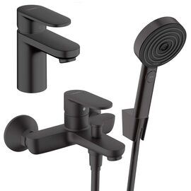 Набор смесителей hansgrohe 3в1 vernis blend 71440670 71551670 с лейкой pulsify select s, черный матовый в Атырау фото № 1