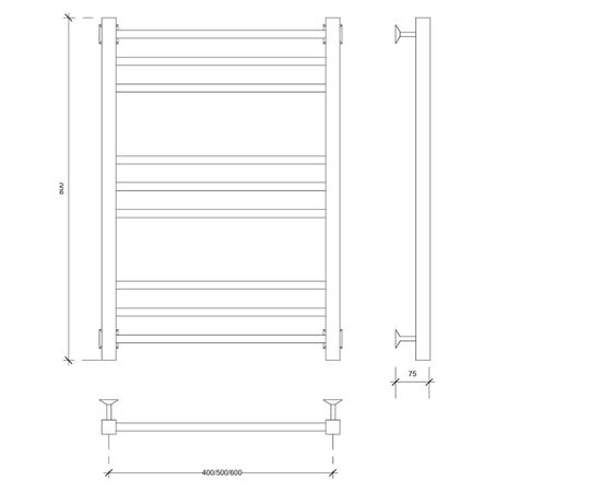 Полотенцесушитель secado модена 80/40 (30-18), электрический l, черный матовый нф-00000164 в Атырау фото № 2