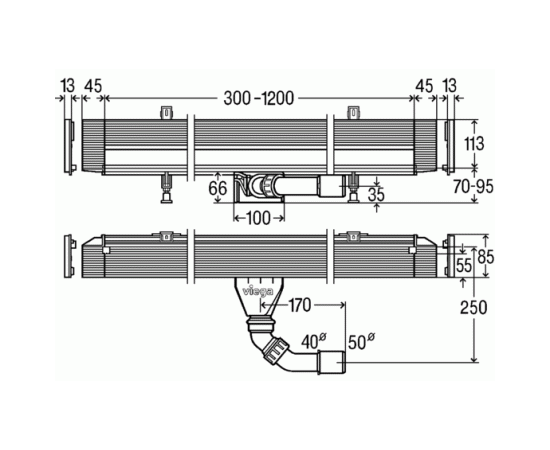 Душевой лоток viega advantix vario 736736, пристенный, подрезной от 300-1200мм в Атырау фото № 3