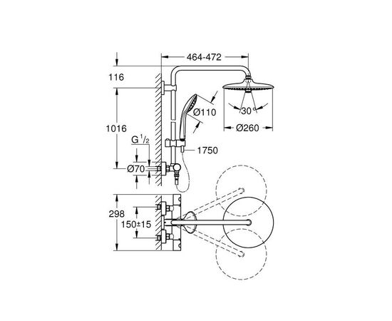 Душевая cистема grohe euphoria 260 27615001 c термостатом в Атырау фото № 3