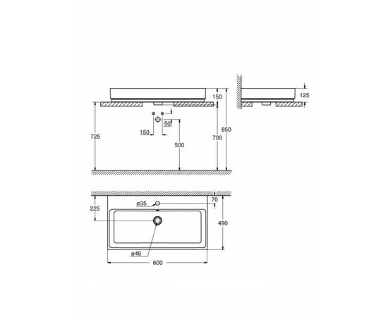 Накладная раковина grohe cube ceramic 3947700h 60см в Атырау фото № 4