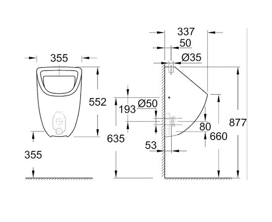 Писсуар grohe bau ceramic 39439000 верхний подвод в Атырау фото № 2