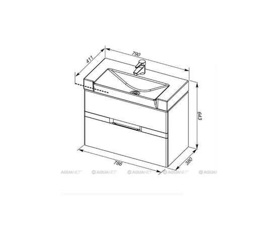 тумба виго 80 цв.сине-серый ral-7031 (183364) раковина - столешница: 80 см (e.c.) jacob delafon reve (170591) в Атырау фото № 3