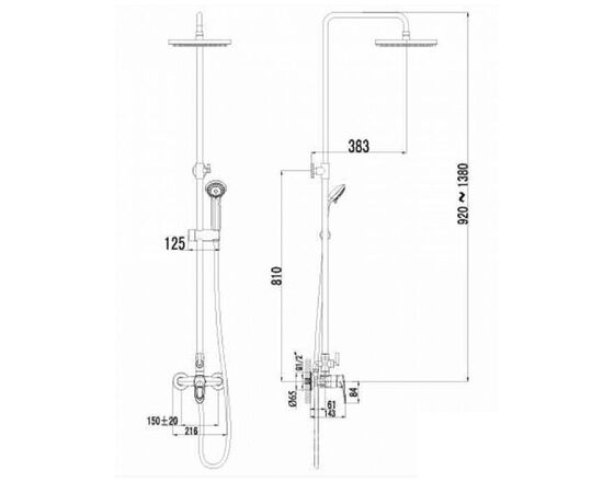 Le mark lm3160c омега смеситель для душа с верхней душевой лейкойтропический дождьи 1-функ.лейкой,хром в Атырау фото № 2