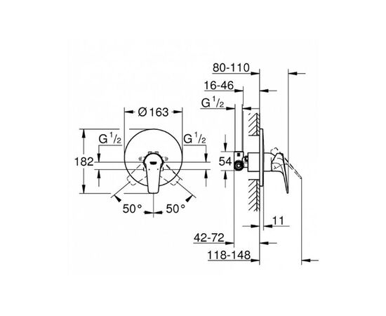 Встраиваемый смеситель grohe bauflow 29046000 для душа, хром в Атырау фото № 2